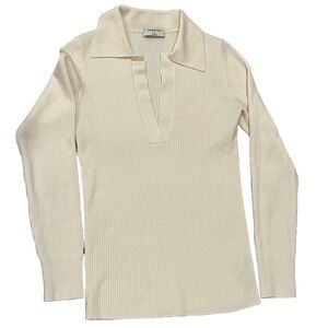 Babaton Ivory Ultra Soft Ribbed Sweater Shirt Long Sleeve